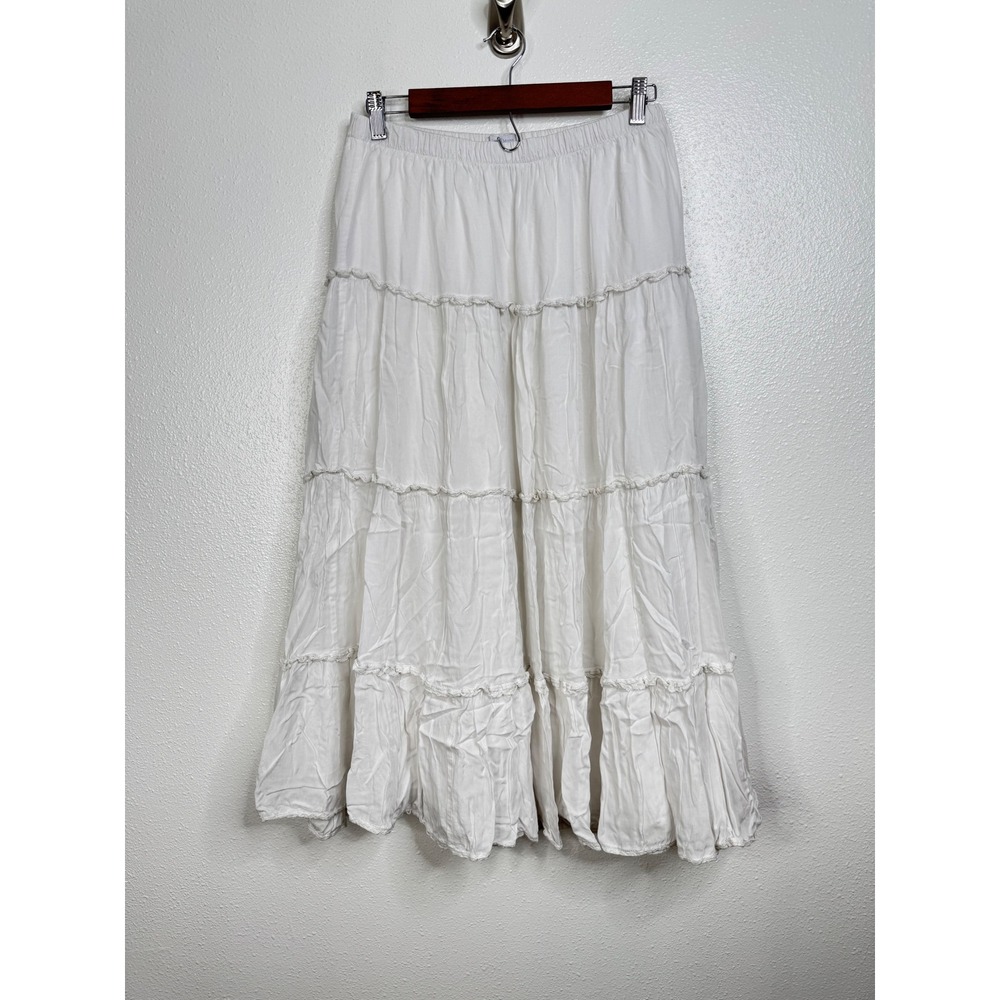 Aritzia Little Moon White Tiered Midi Skirt Size Medium